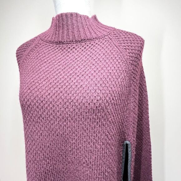 Lauren Ralph Lauren Cape Sweater Chunky Knit Mock Neck Poncho One Size - Picture 2 of 9